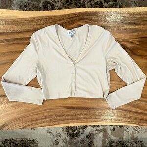 Gianni Bini Cream Button Down Cropped Shirt